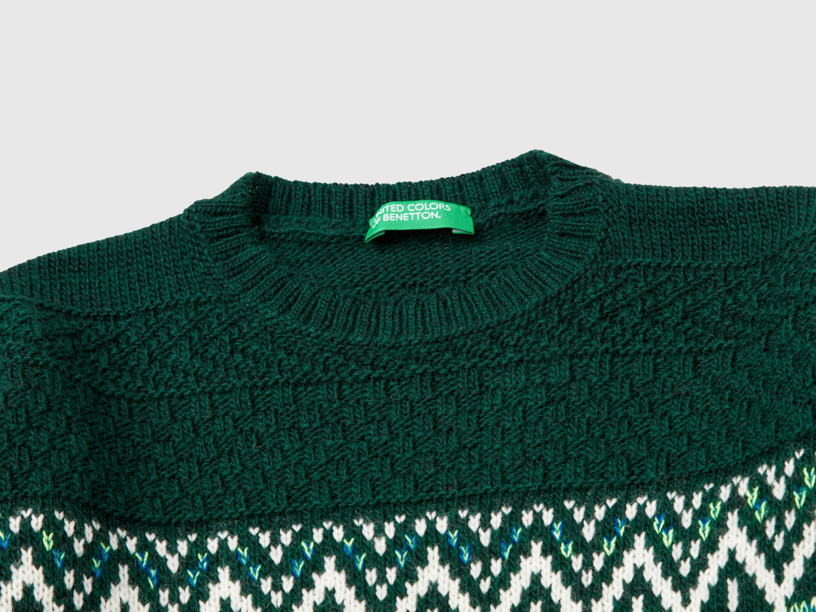 Maglia jacquard in misto lana da bimbo verde 3 | Benetton Outlet