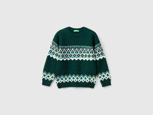 Maglia jacquard in misto lana