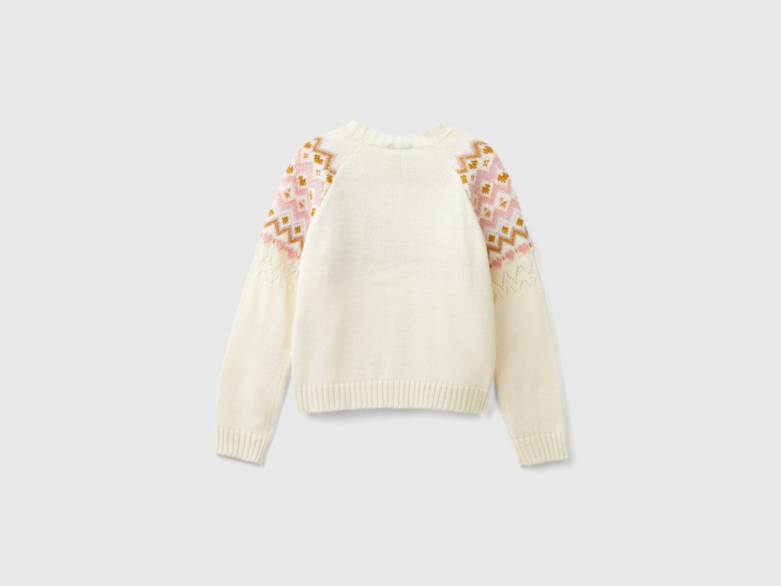 Maglione jacquard da bambina bianco panna 2 | Benetton Outlet