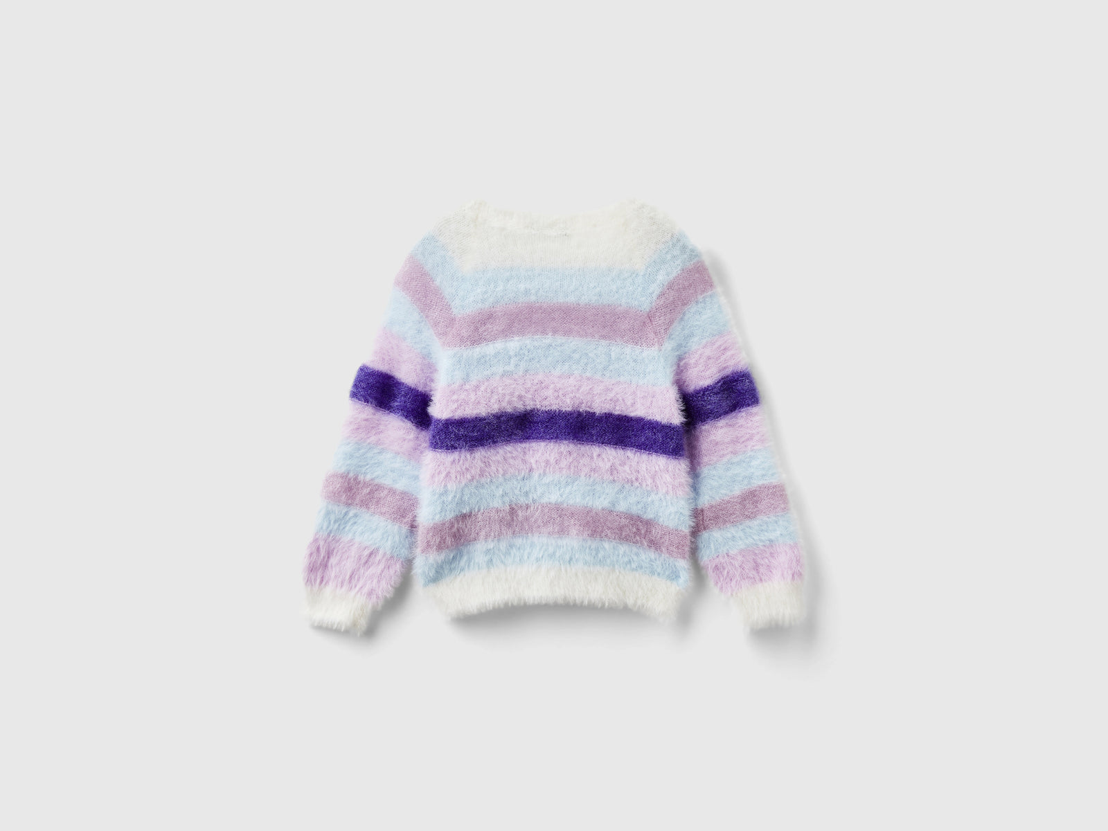 Maglioncino a righe in pelliccetta sintetica da bimba multi-color 2 | Benetton Outlet
