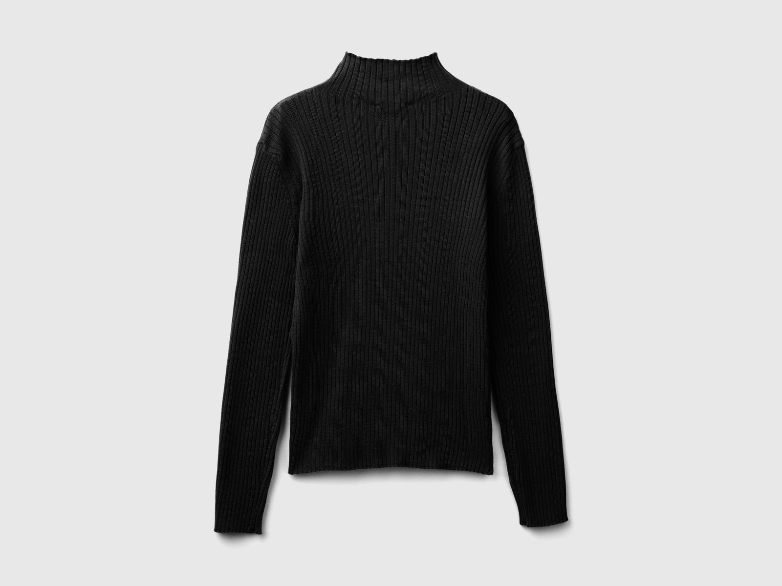T-shirt lupetto in misto cotone da bambina nero 2 | Benetton Outlet