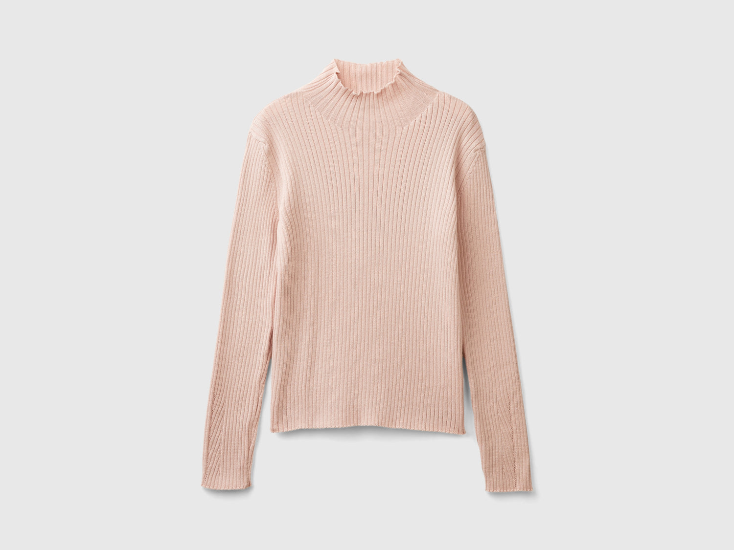 T-shirt lupetto in misto cotone da bambina rosa tenue | Benetton Outlet