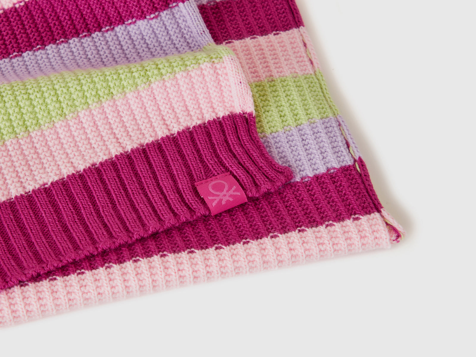 Sciarpa in maglia a righe da bambino fucsia 3 | Benetton Outlet