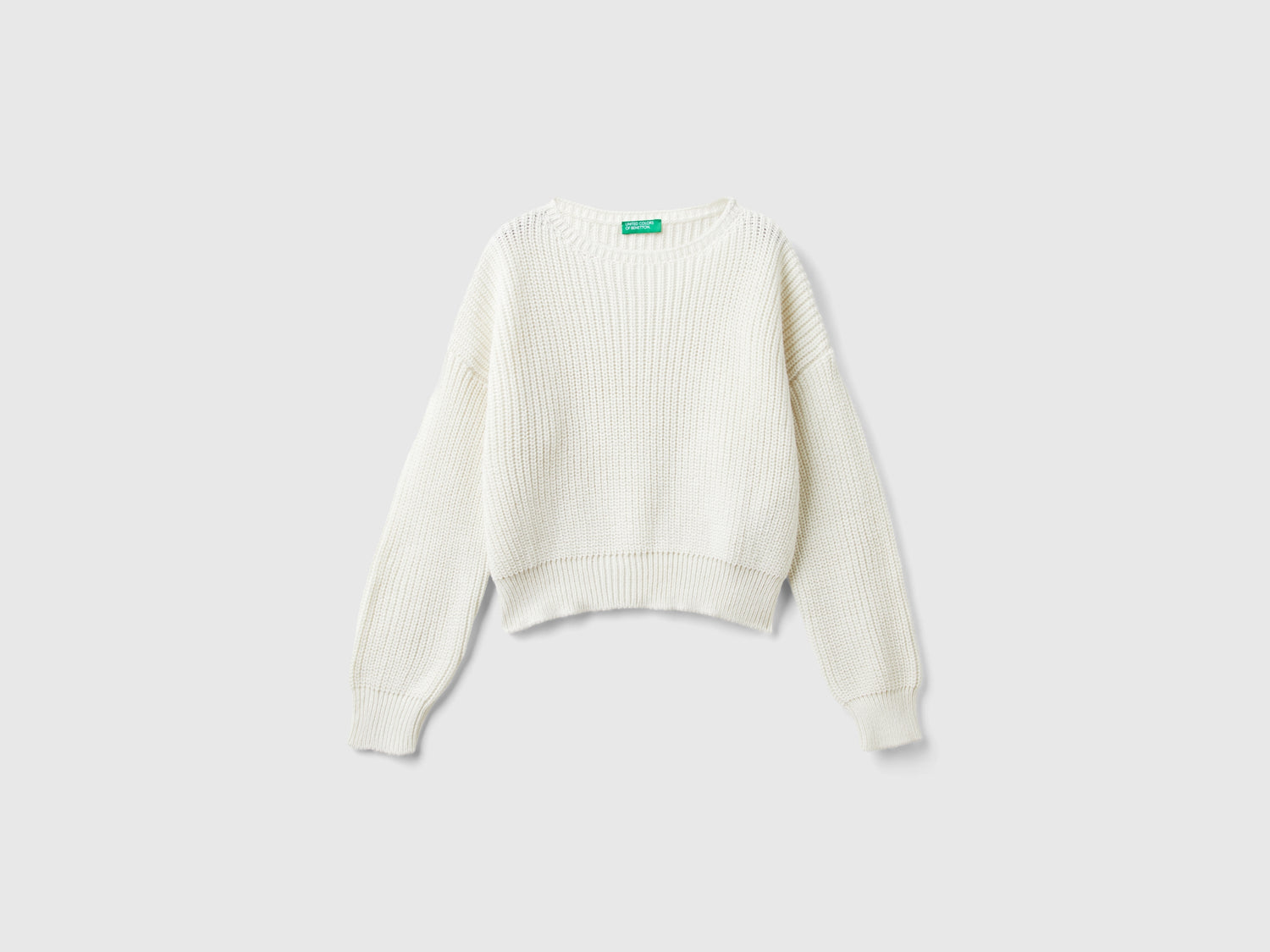 Maglia boxy fit da bambina bianco panna | Benetton Outlet