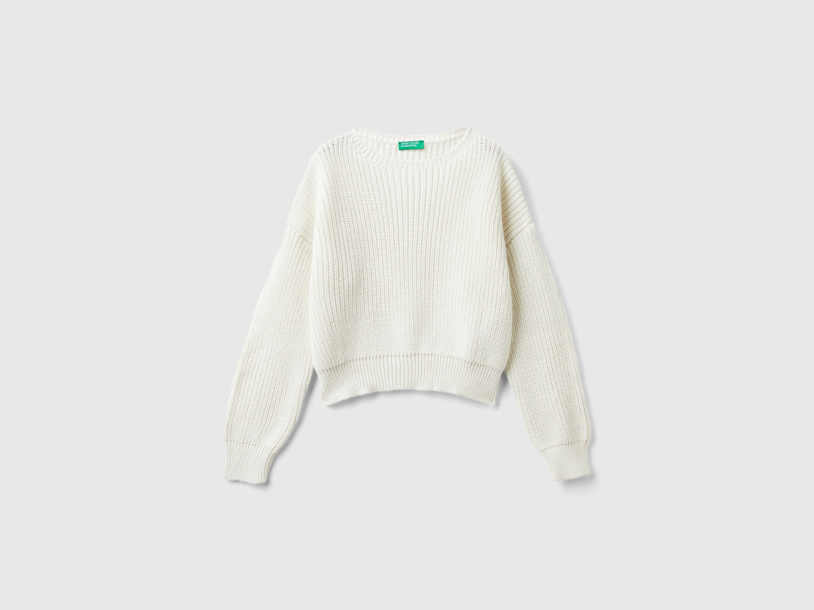 Maglia boxy fit da bambina bianco panna | Benetton Outlet