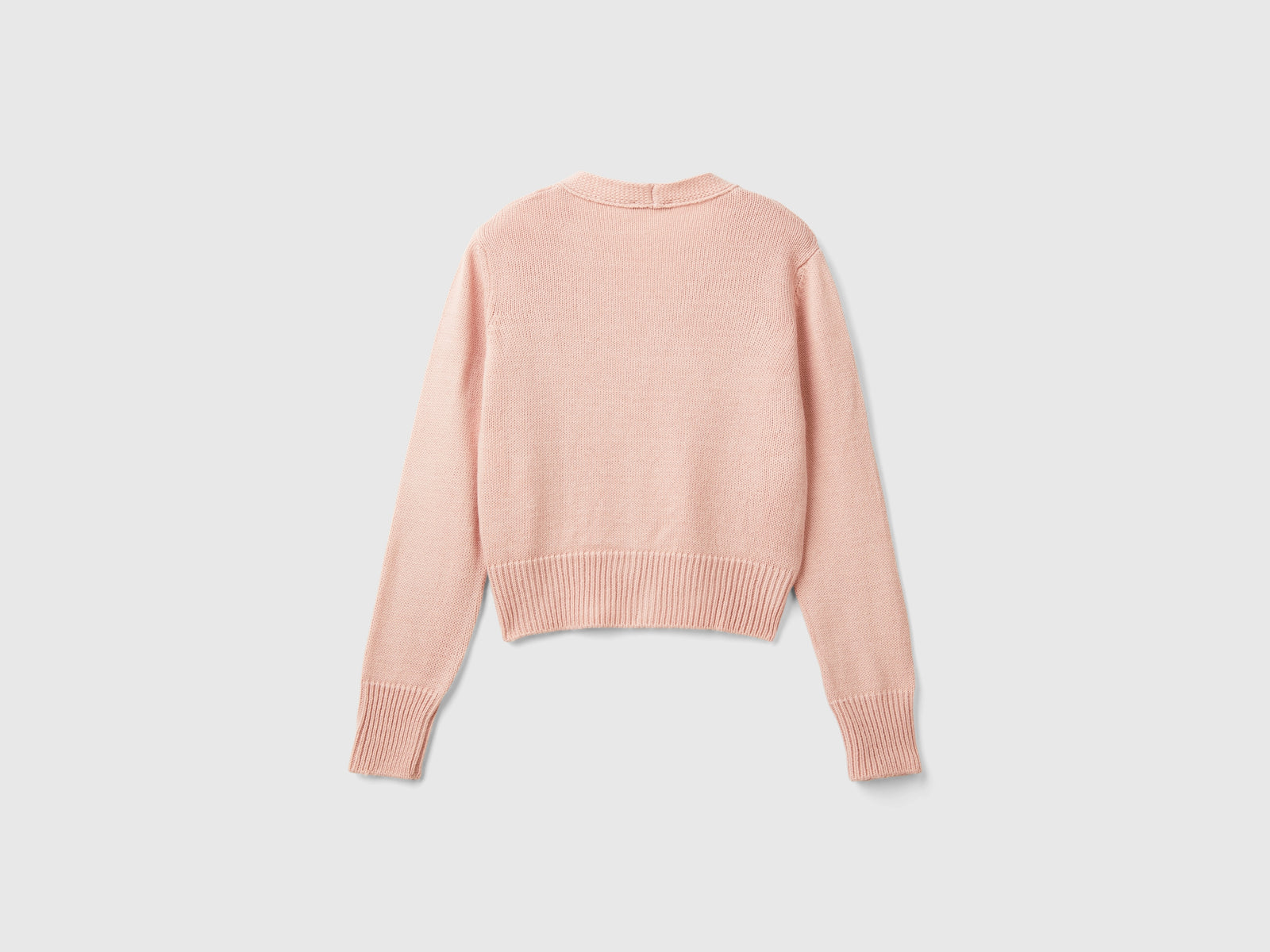 Cardigan con trafori da bambina rosa tenue 2 | Benetton Outlet