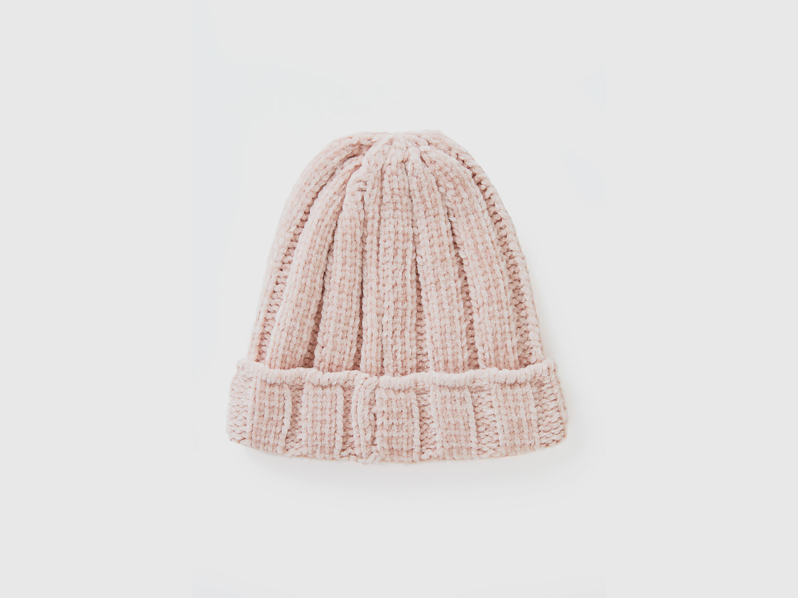 Berretto in ciniglia da bimbo rosa tenue 2 | Benetton Outlet