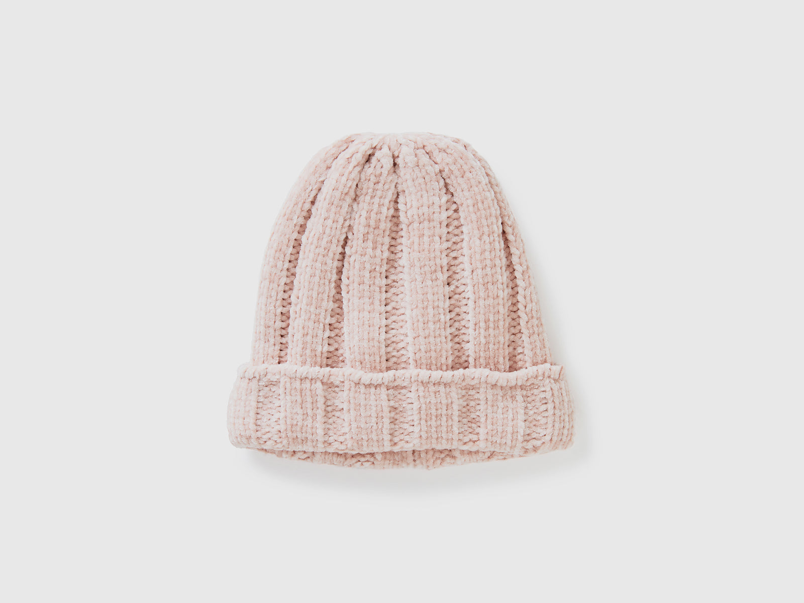Berretto in ciniglia da bimbo rosa tenue | Benetton Outlet