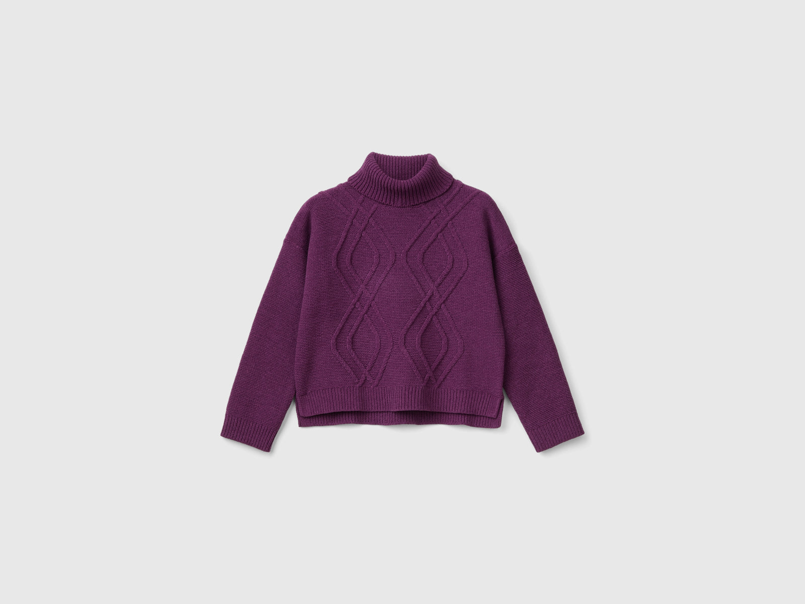 Maglia dolcevita a losanghe da bambina malva | Benetton Outlet