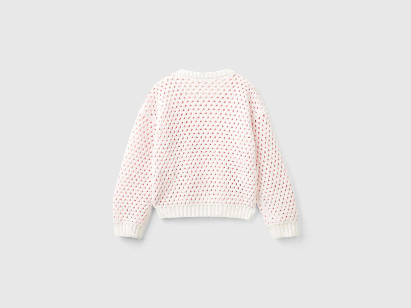 Maglia boxy fit in ciniglia da bambina bianco 2 | Benetton Outlet