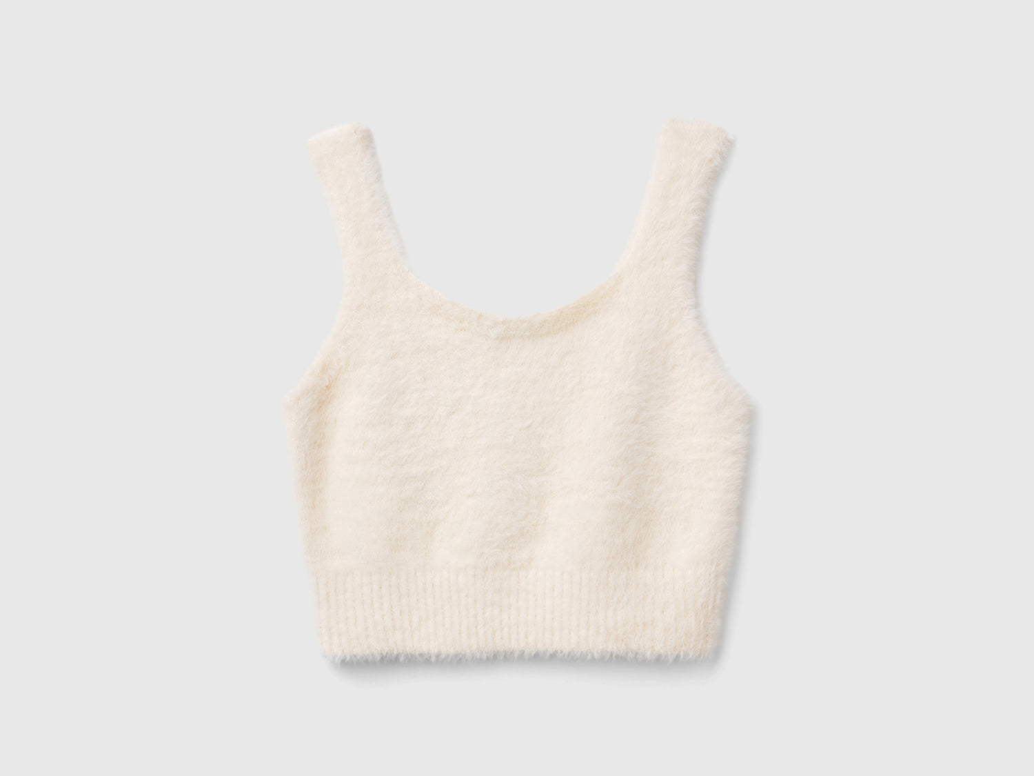 Top in filato peloso da bambina bianco panna | Benetton Outlet