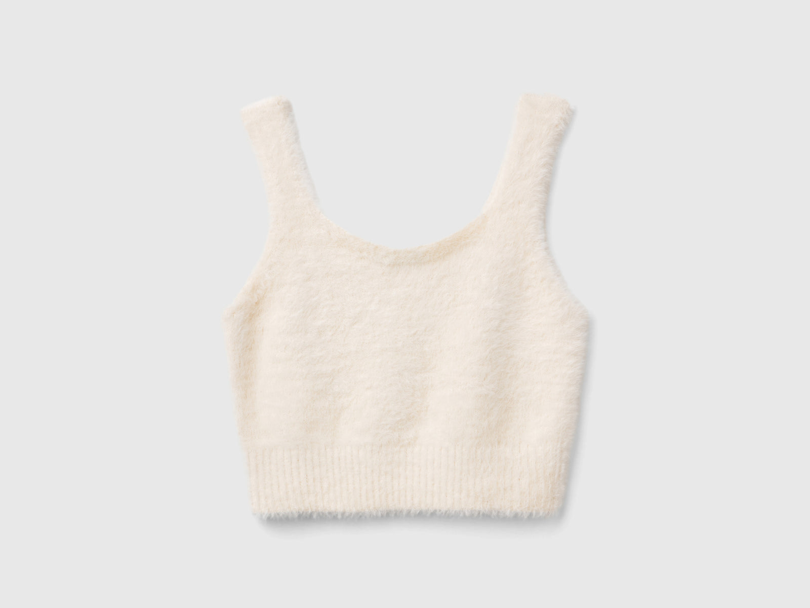 Top in filato peloso da bambina bianco panna | Benetton Outlet