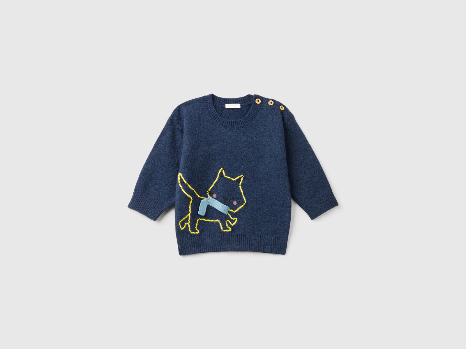 Sweater with cat embroidery da neonato blu scuro | Benetton Outlet