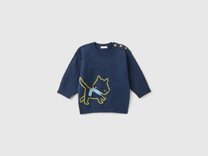 Sweater with cat embroidery