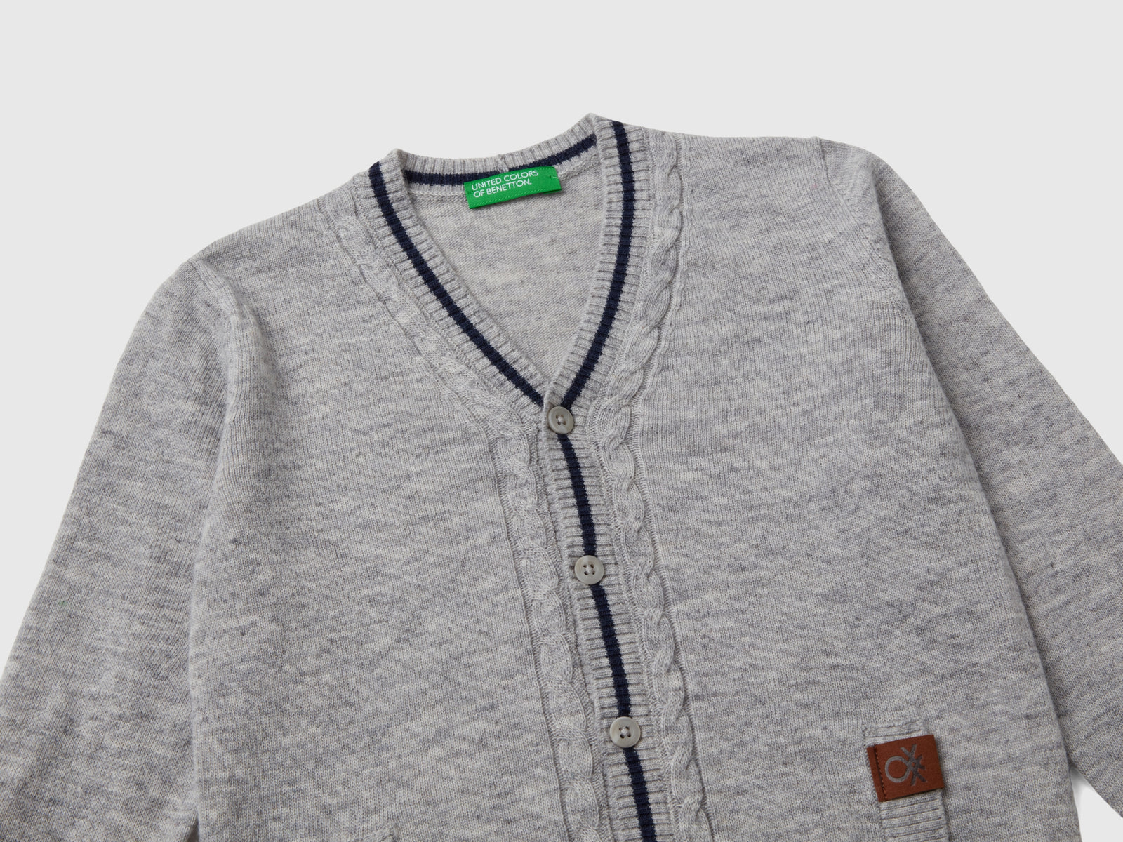 Cardigan con scollo a V da bimbo grigio scuro 3 | Benetton Outlet