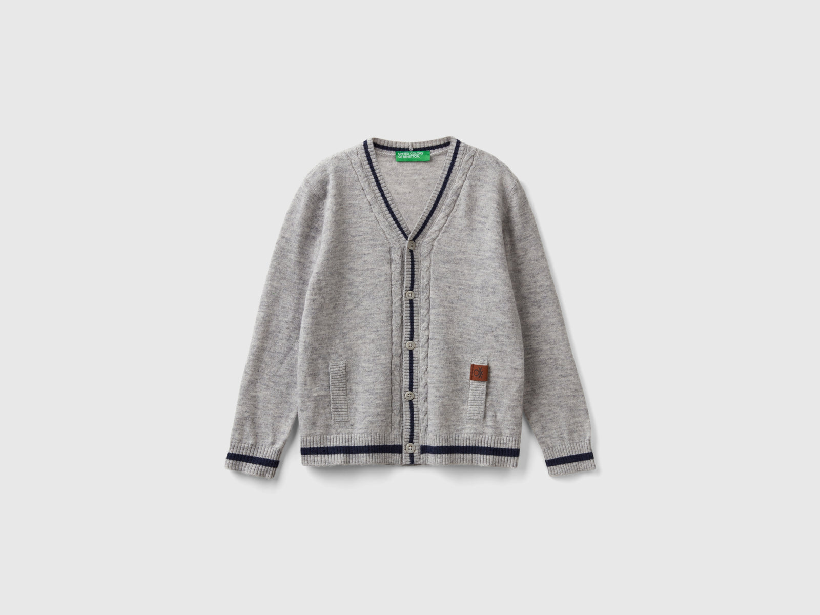Cardigan con scollo a V da bimbo grigio scuro | Benetton Outlet
