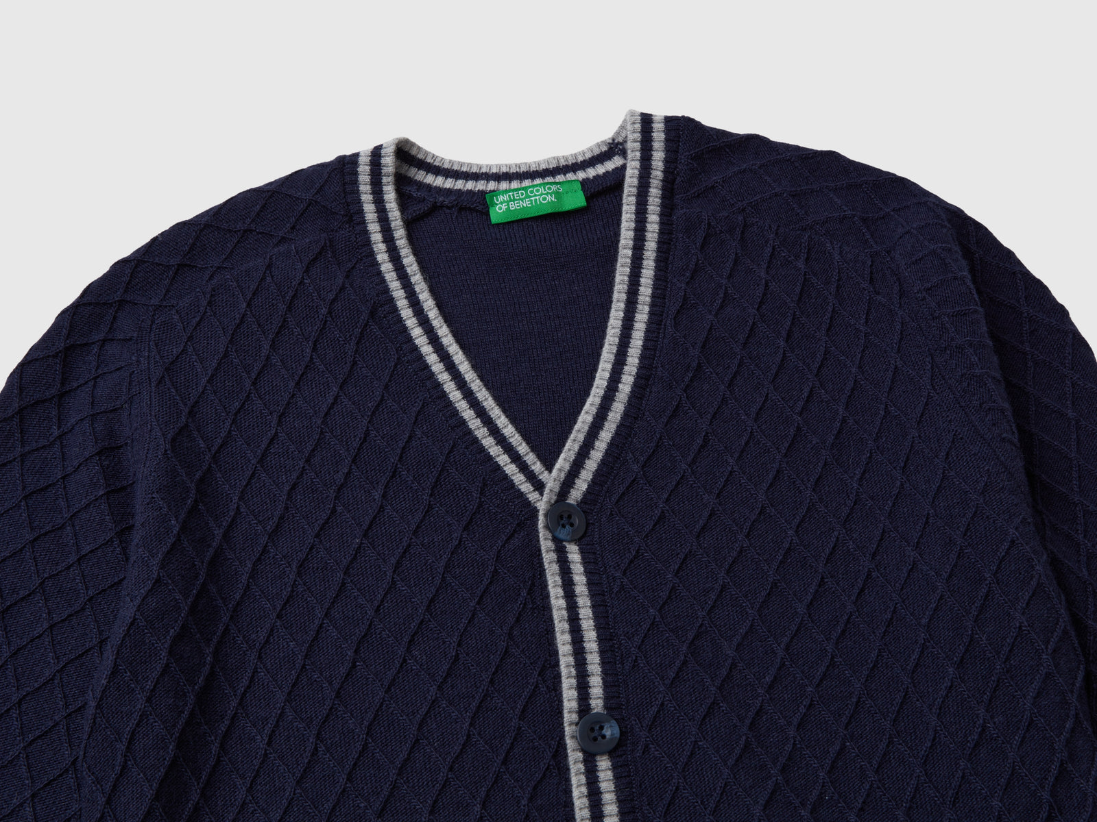 V-neck cardigan da bambino blu scuro 3 | Benetton Outlet