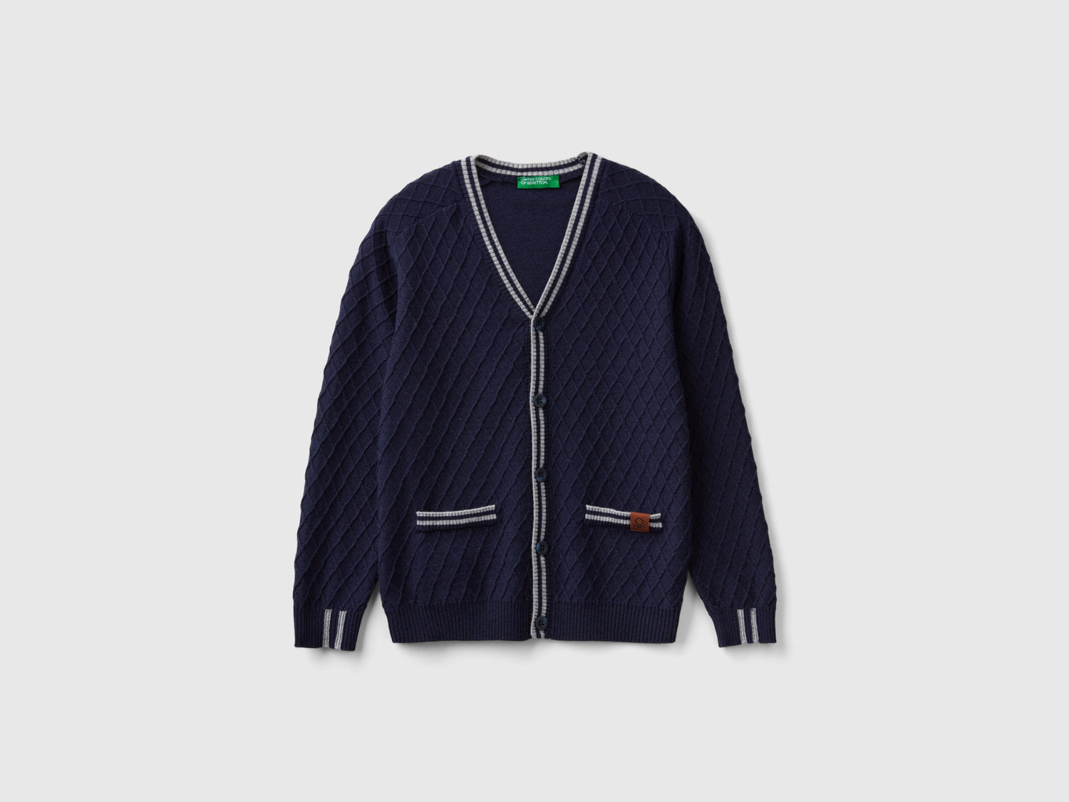 V-neck cardigan da bambino blu scuro | Benetton Outlet