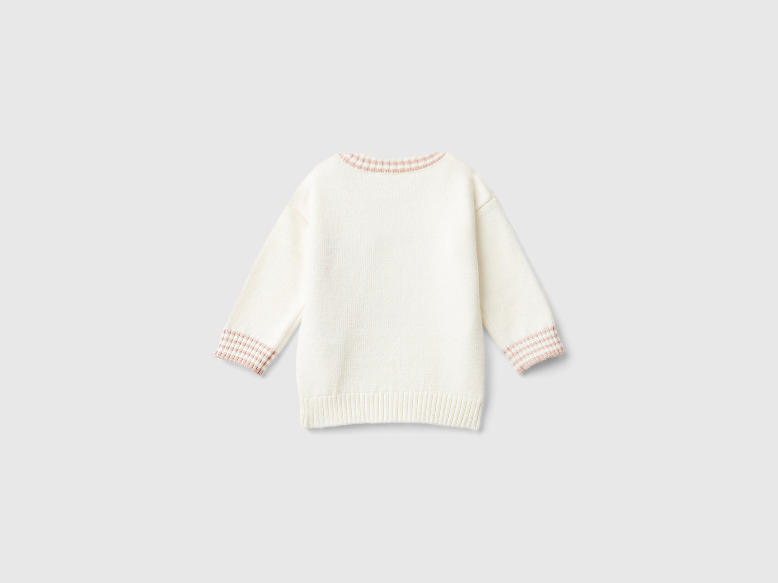Maglioncino con ricamo e applicazione da neonato bianco panna 2 | Benetton Outlet