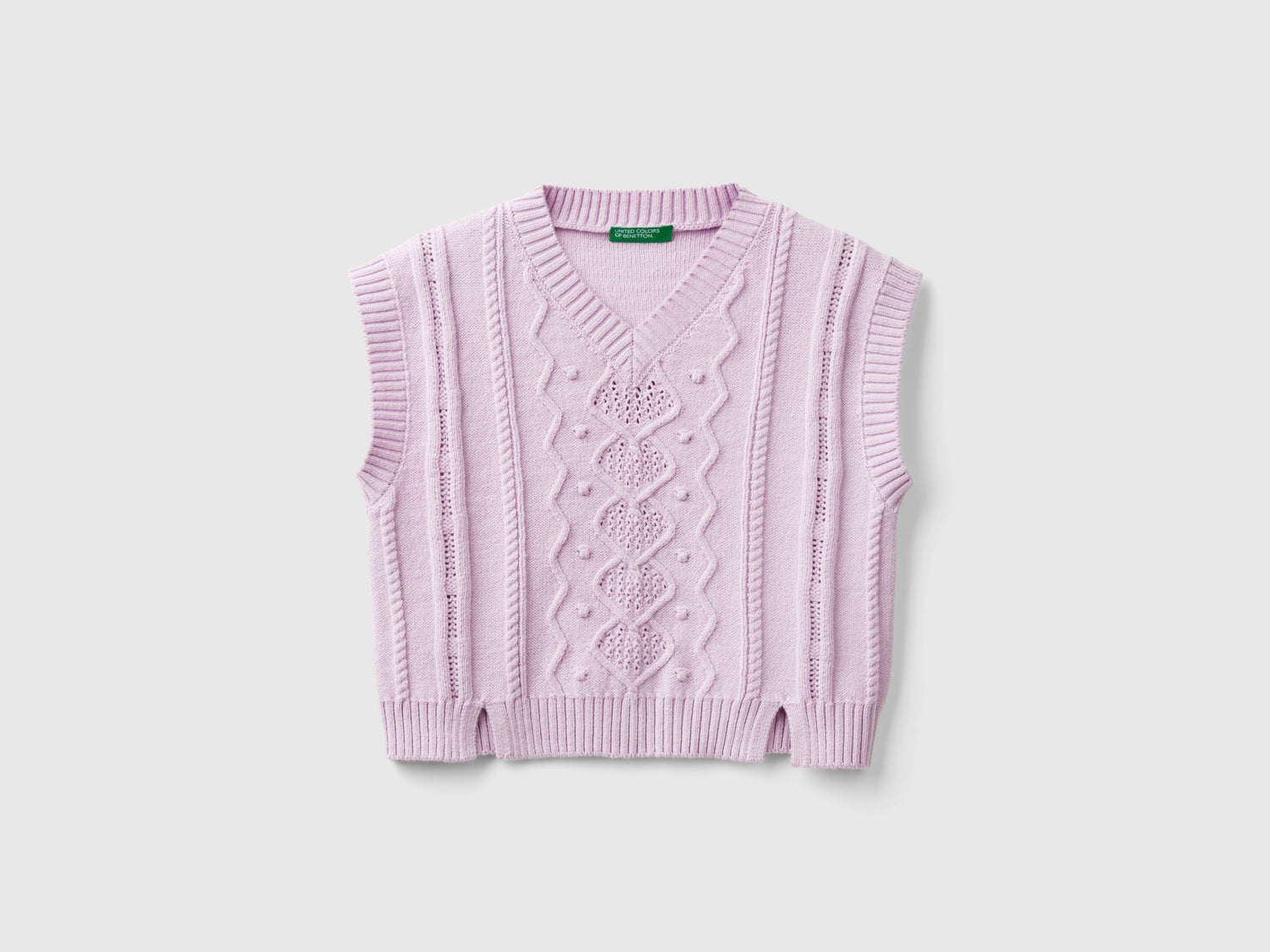 Gilet lavorato da bambina lilla | Benetton Outlet