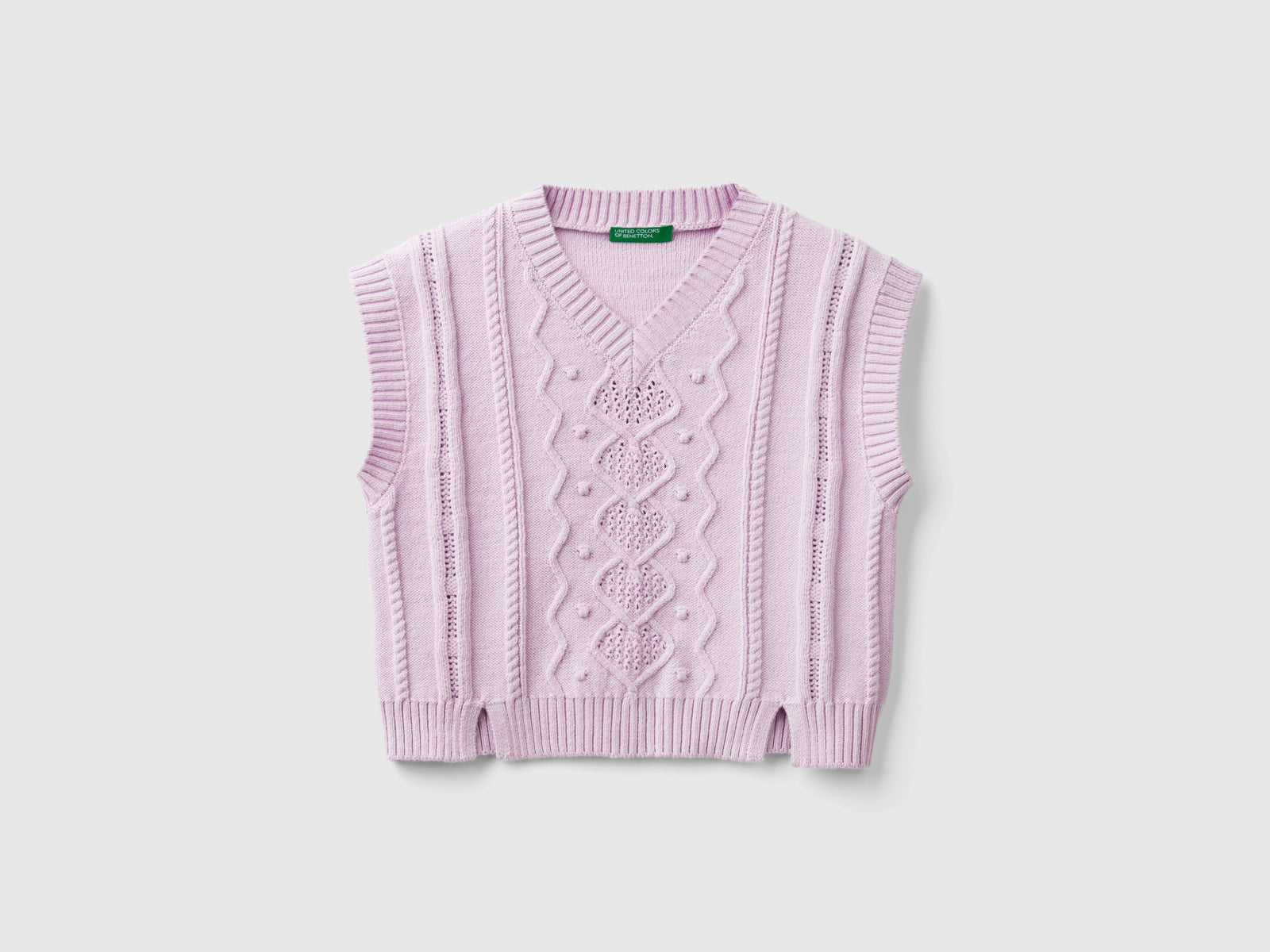 Gilet lavorato da bambina lilla | Benetton Outlet