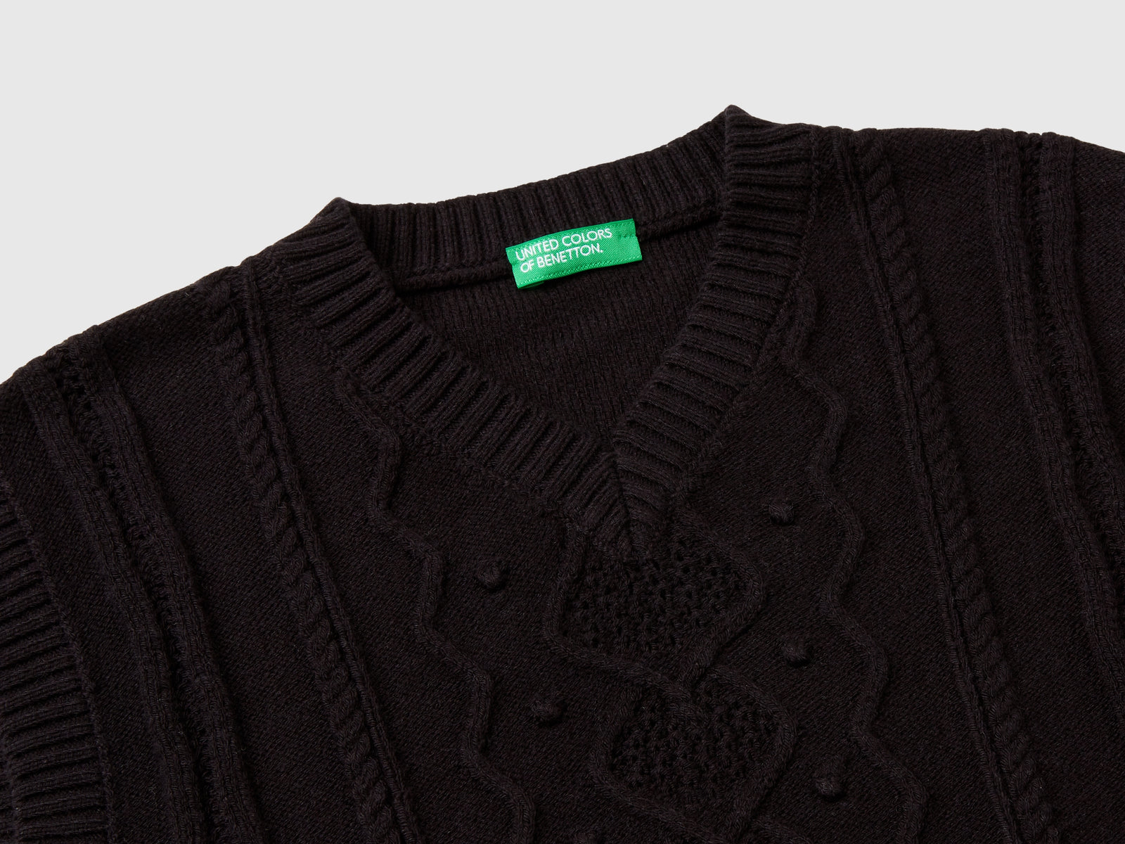 Gilet lavorato da bambina nero 3 | Benetton Outlet