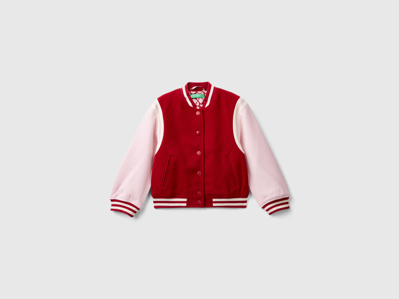 Chaqueta bomber con bloques de color en mezcla de lana da bambina multi-color | Benetton Outlet