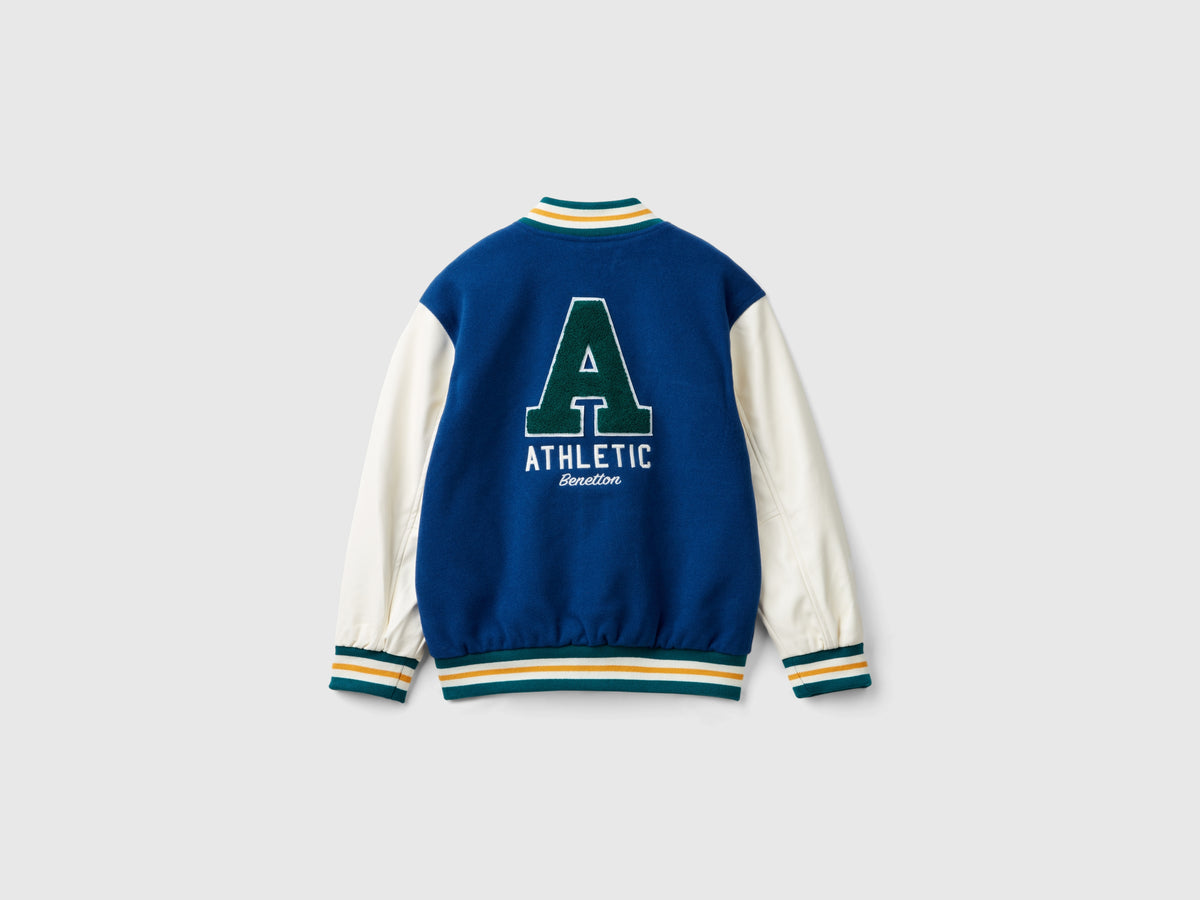 Bomber in misto lana con ricamo sul retro