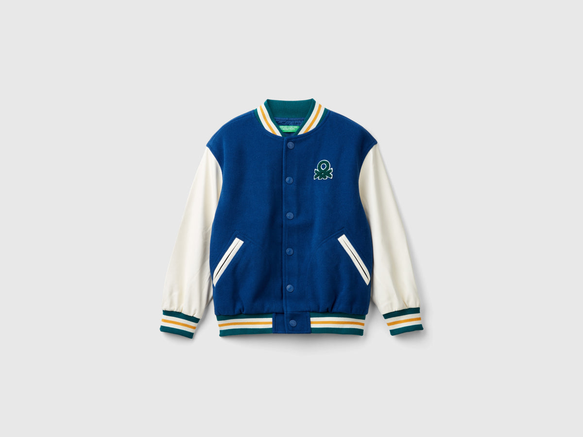 Bomber in misto lana con ricamo sul retro
