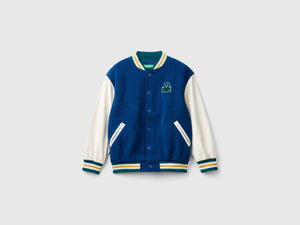 Bomber in misto lana con ricamo sul retro