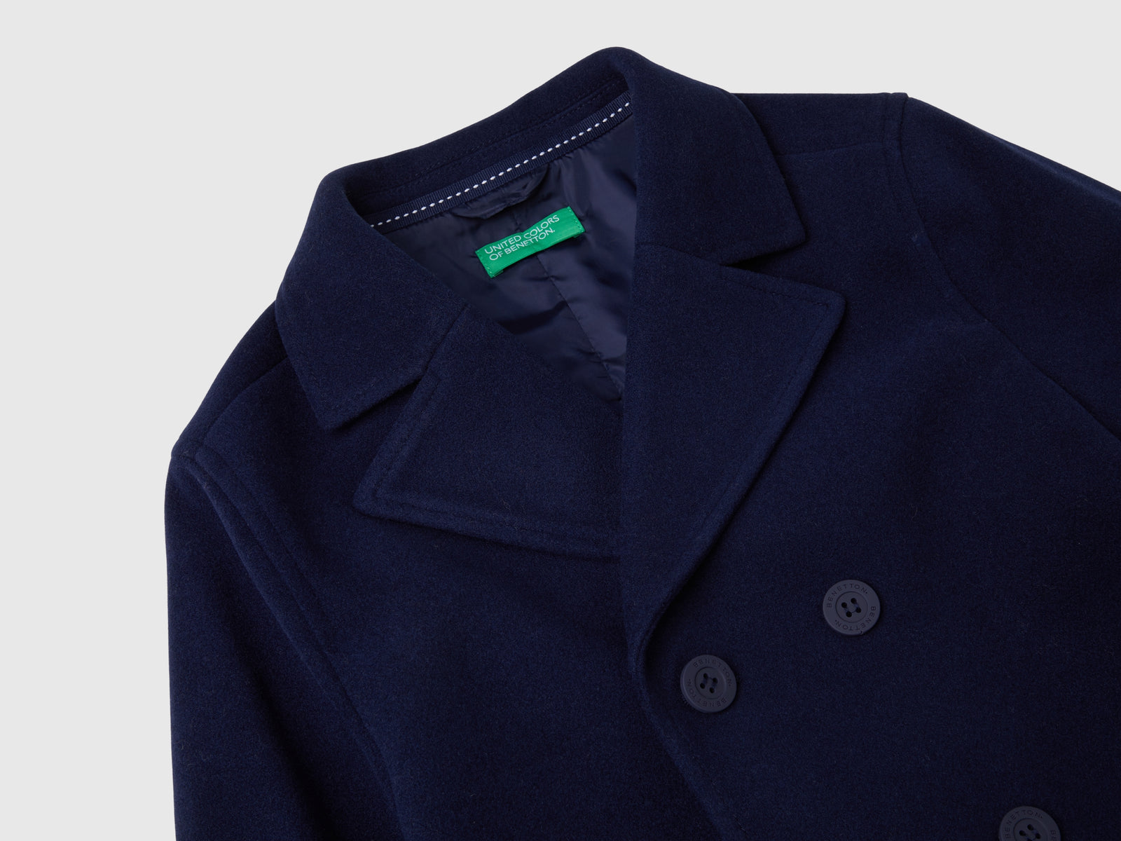 Cappotto doppiopetto in misto lana da bambino blu scuro 3 | Benetton Outlet