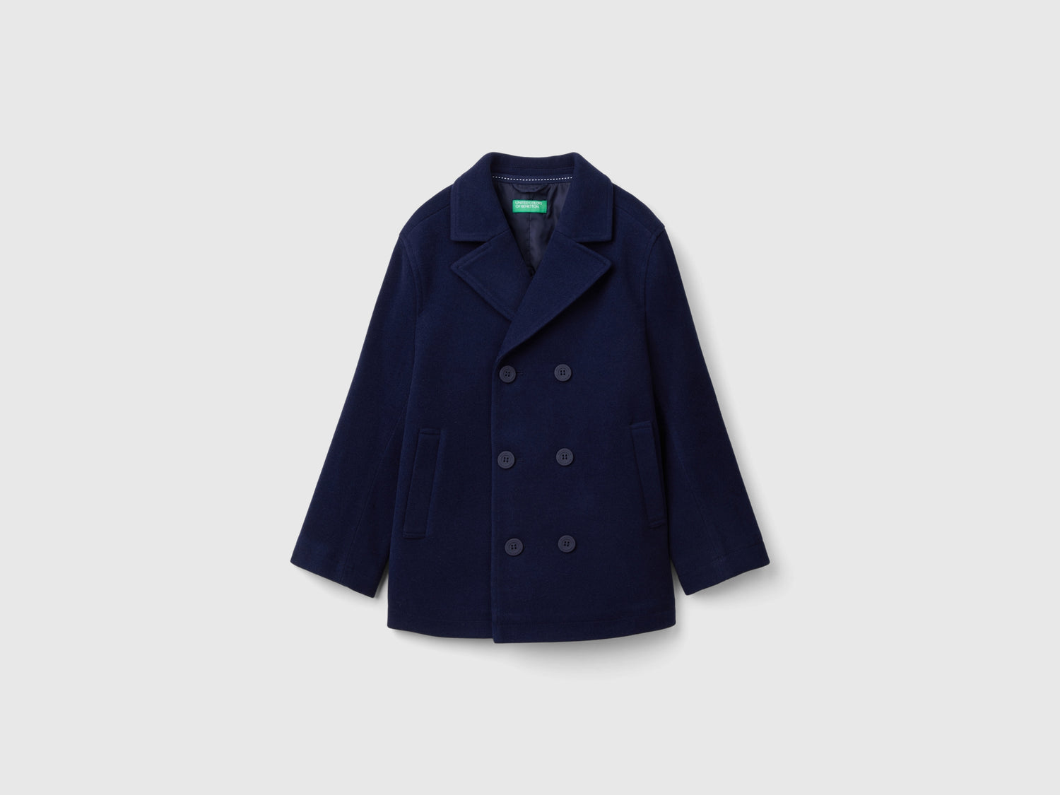 Cappotto doppiopetto in misto lana da bambino blu scuro | Benetton Outlet