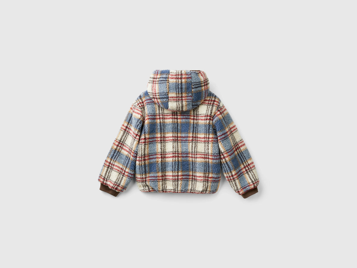 Chaqueta de osito de peluche a cuadros