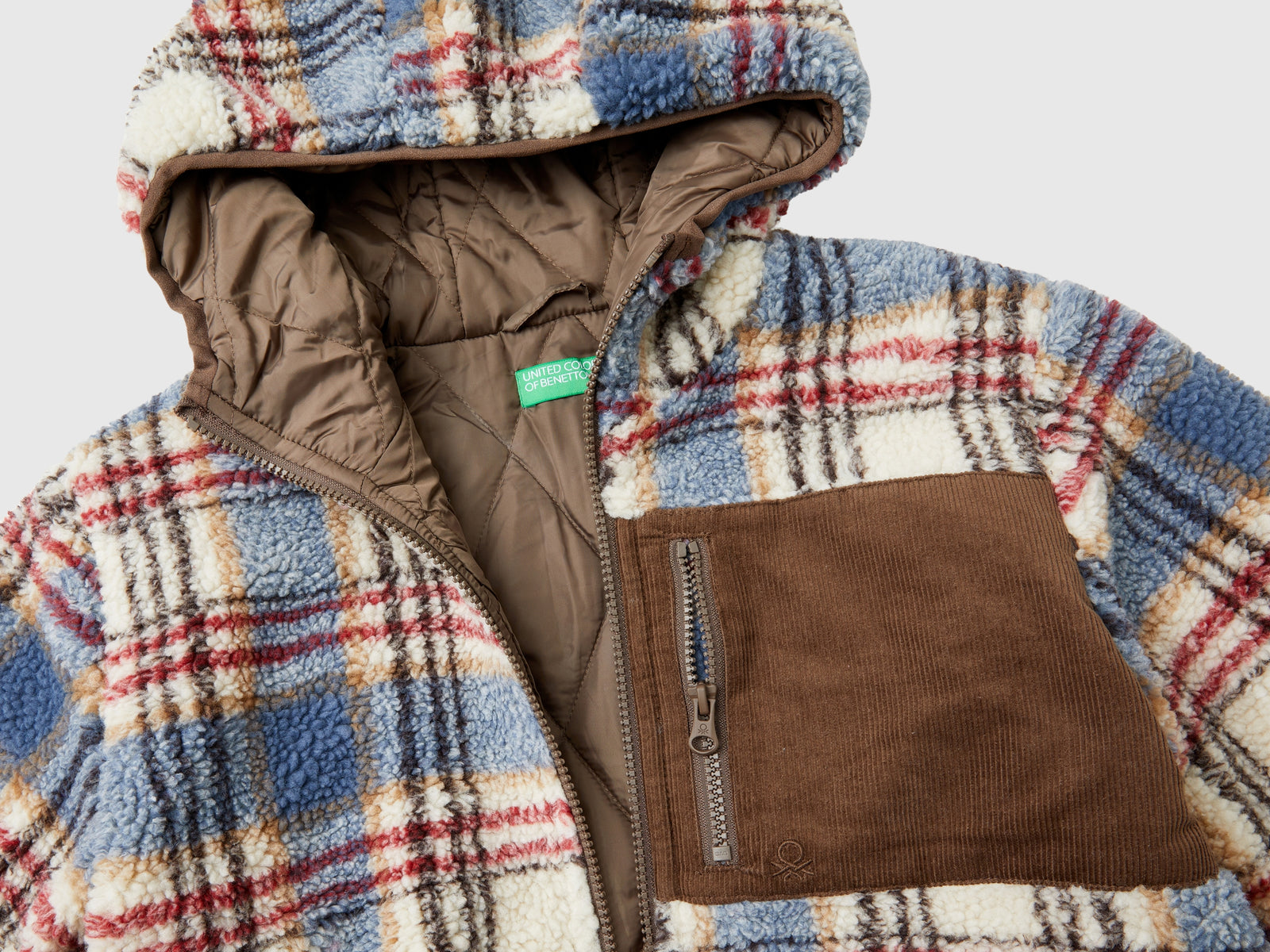 Chaqueta de osito de peluche a cuadros da bambino multi-color 3 | Benetton Outlet