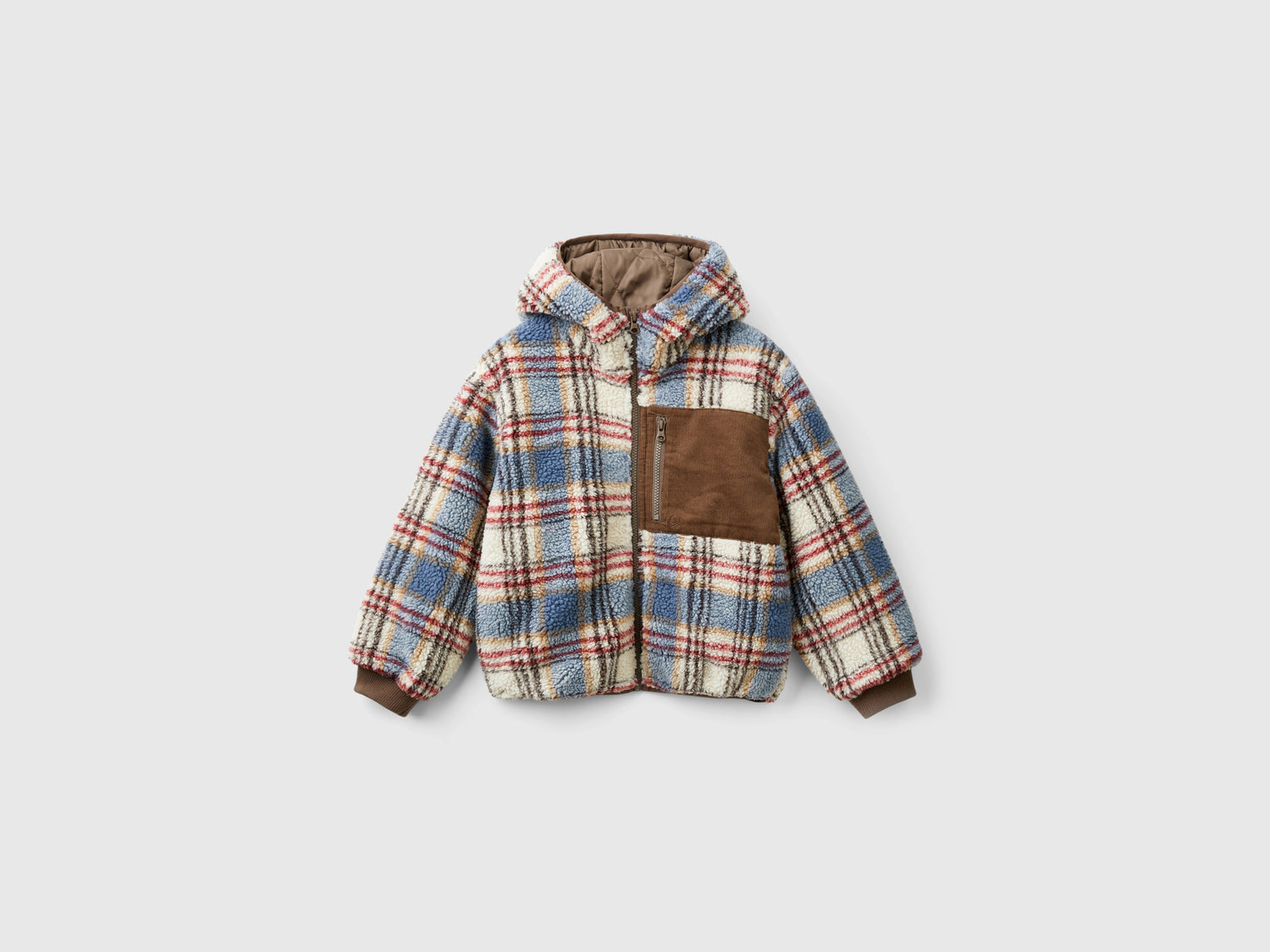 Giubbotto effetto orsetto a quadri da bambino multi-color | Benetton Outlet
