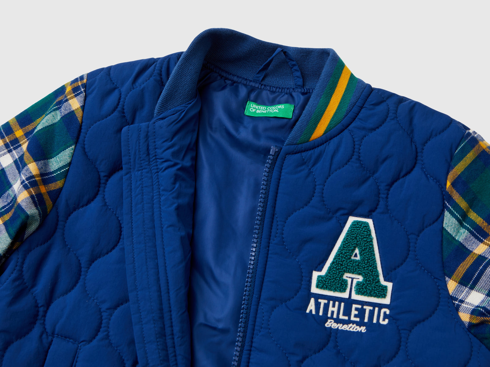 Bomber con manica tartan da bimbo multi-color 3 | Benetton Outlet