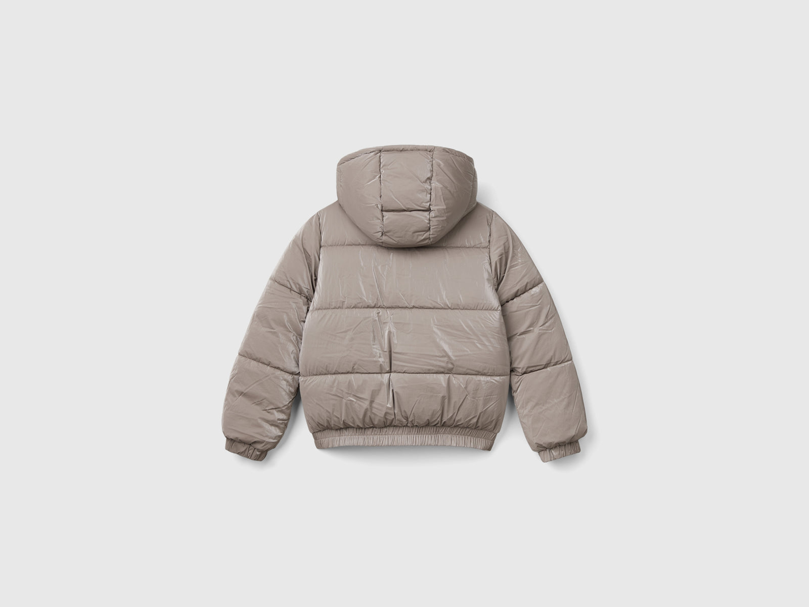 Giubbotto in nylon lucido da bambina tortora 2 | Benetton Outlet