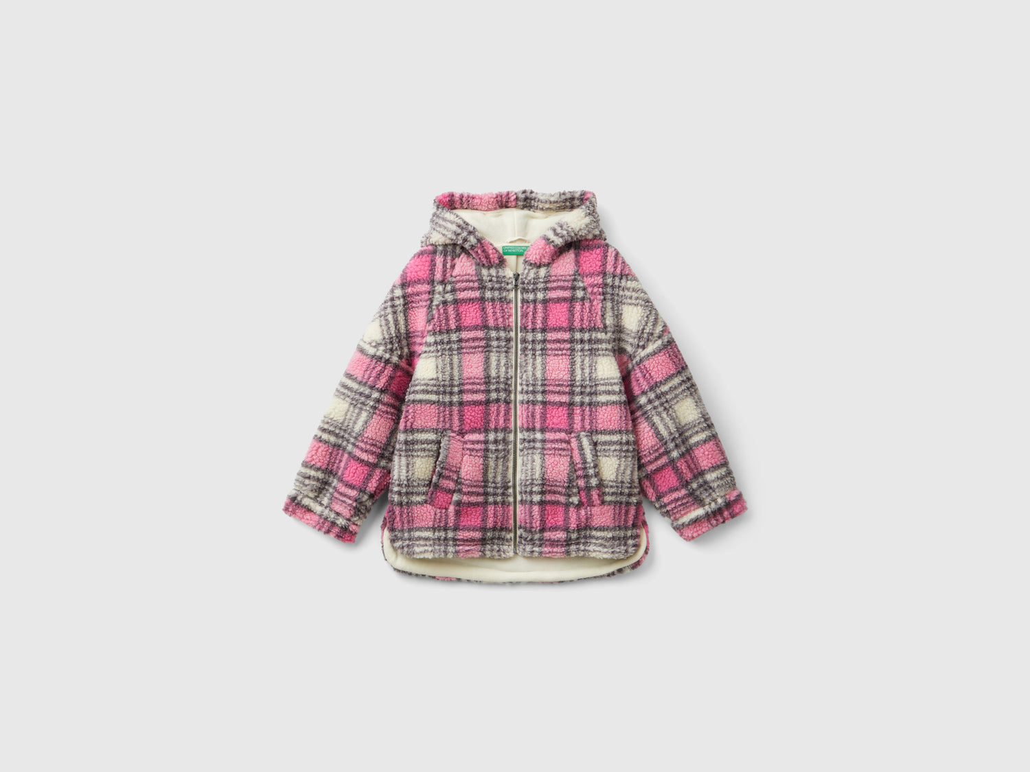 Giubbotto effetto orsetto a quadri da bambina multi-color | Benetton Outlet
