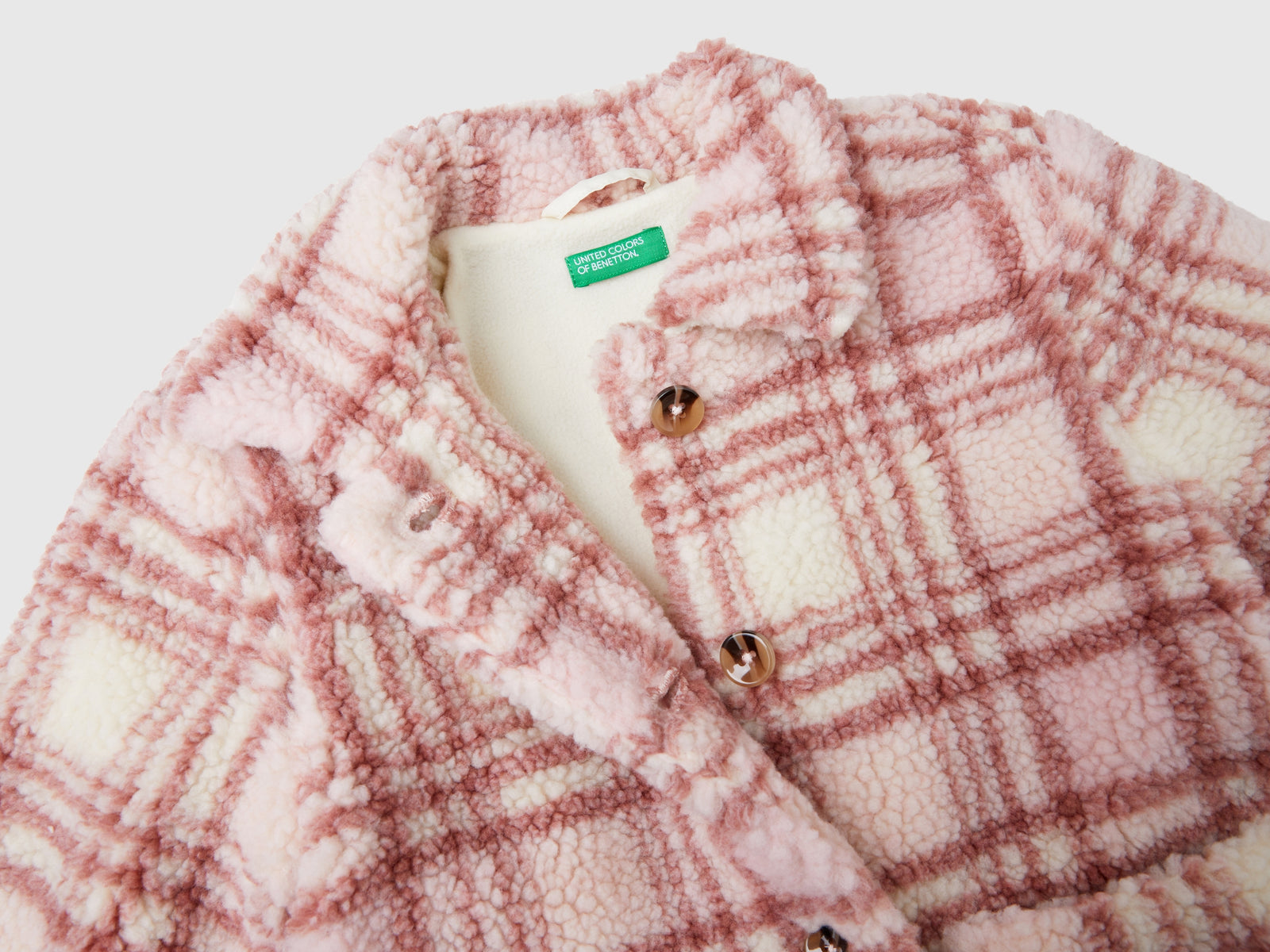 Giacca effetto orsetto a quadri da bimba multi-color 3 | Benetton Outlet