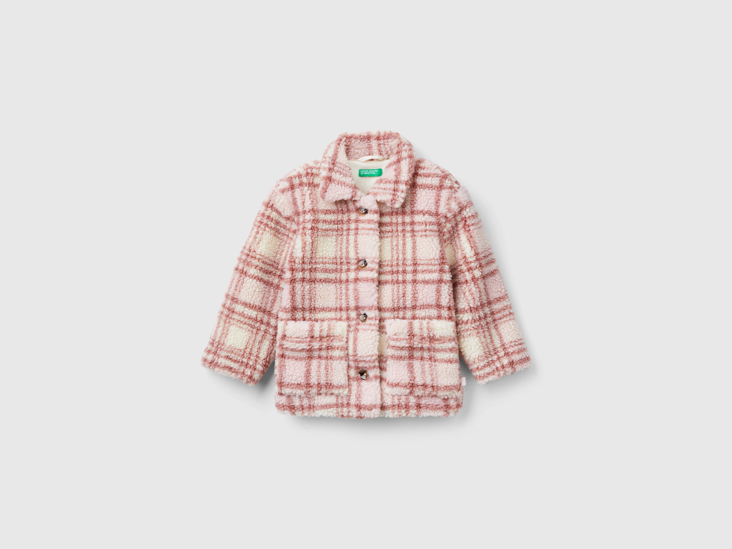 Giacca effetto orsetto a quadri da bimba multi-color | Benetton Outlet