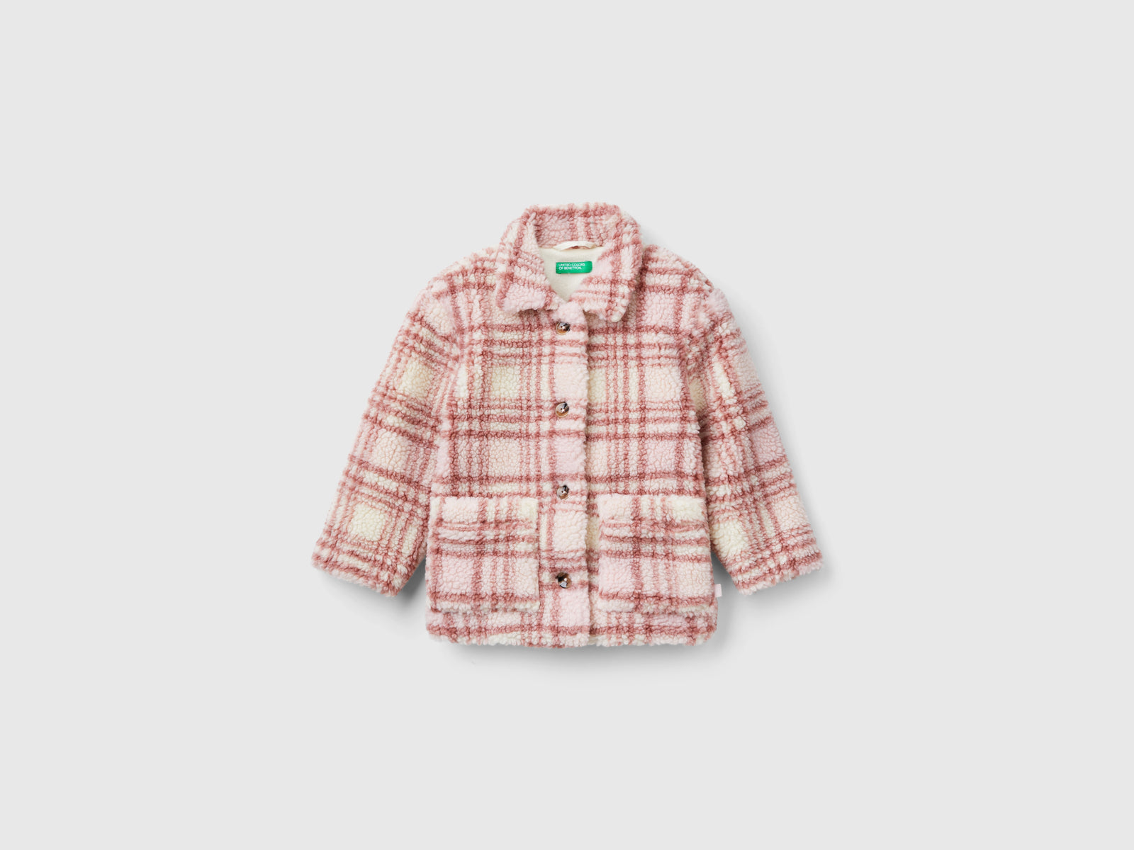 Giacca effetto orsetto a quadri da bimba multi-color | Benetton Outlet