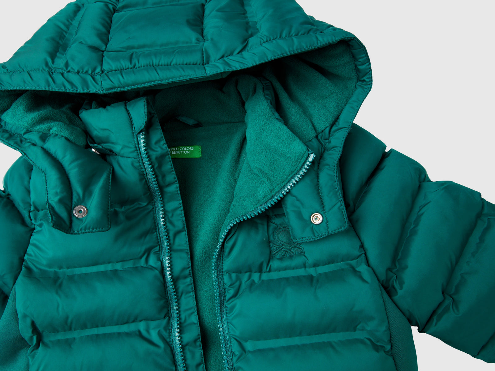 Giubbotto con dettagli in neoprene da bimbo verde scuro 3 | Benetton Outlet