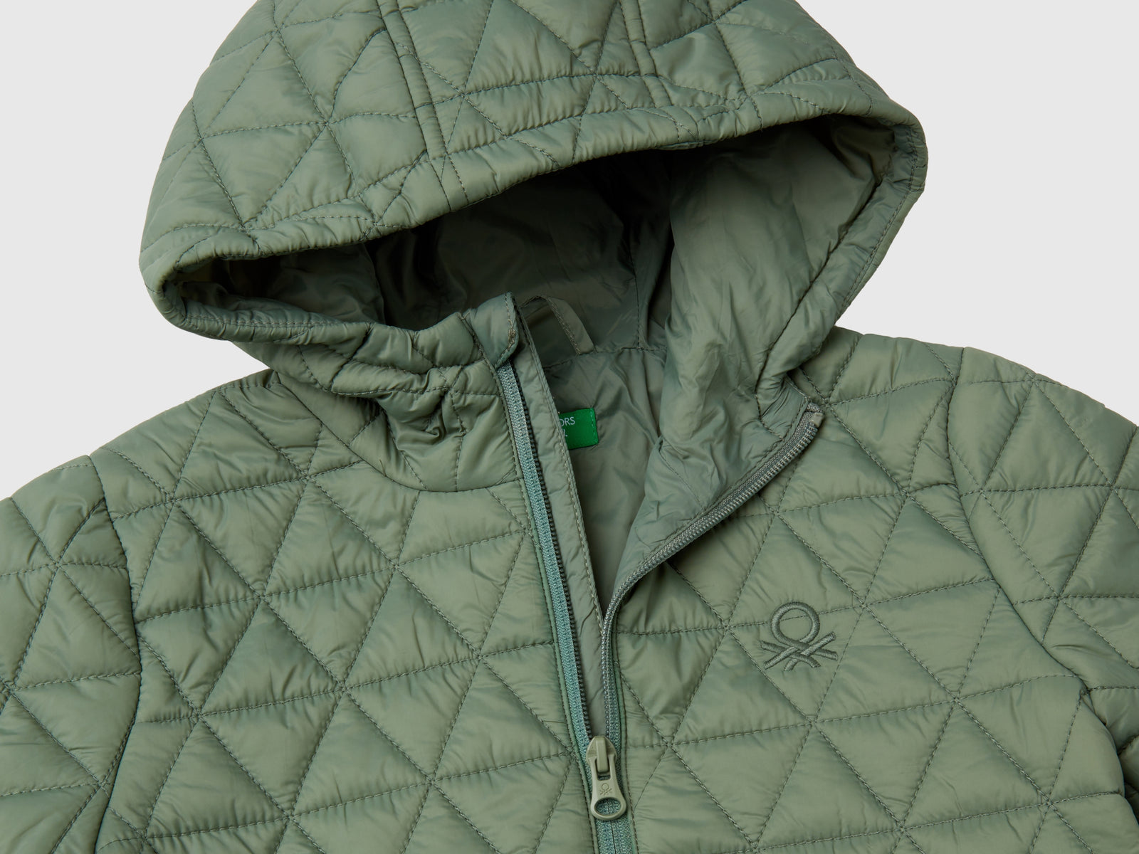 Giubbino trapuntato con cappuccio da bimbo verde chiaro 3 | Benetton Outlet
