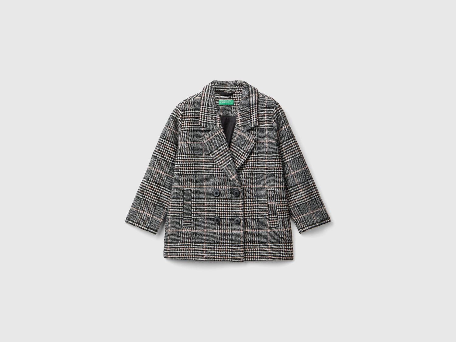 Cappotto doppiopetto principe di Galles da bambina multi-color | Benetton Outlet