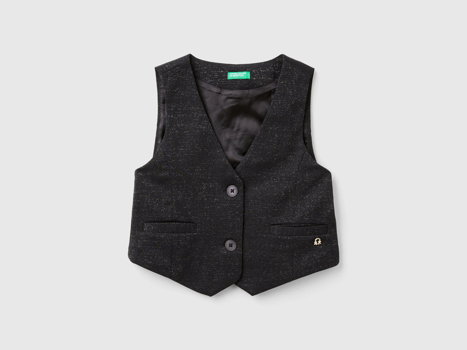 Gilet con fodera in raso da bambina nero | Benetton Outlet
