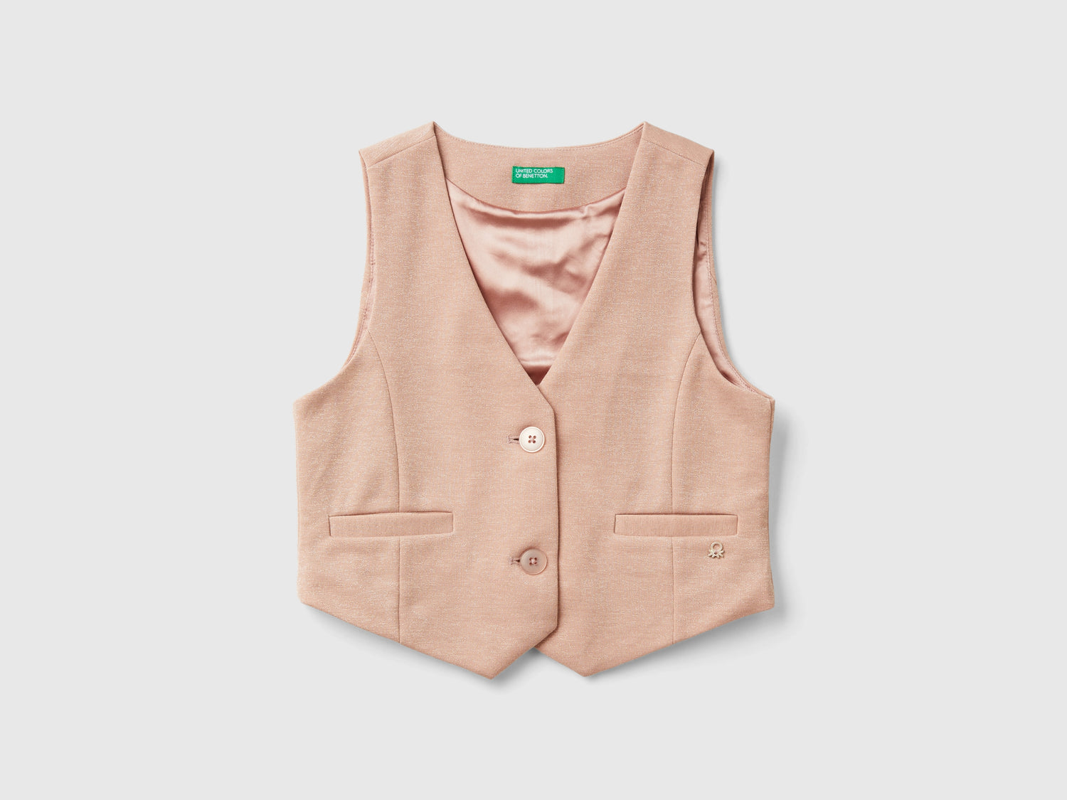 Gilet con fodera in raso da bambina rosa tenue | Benetton Outlet