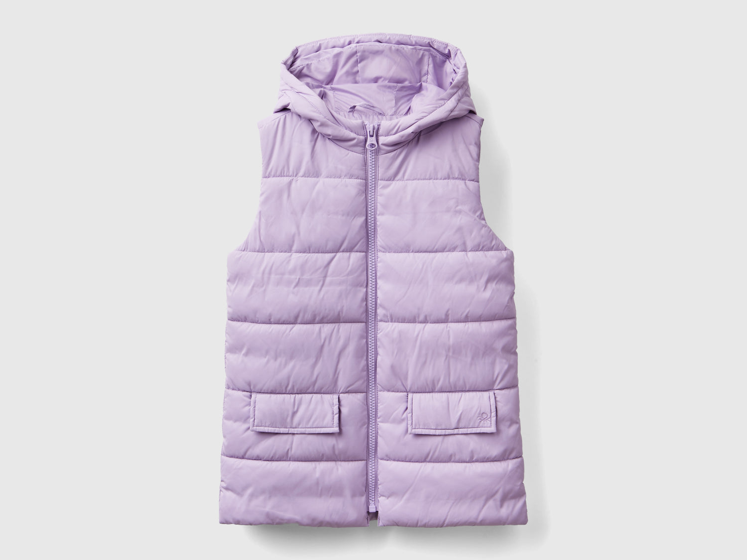 Chaleco acolchado con capucha da bambina lilla | Benetton Outlet