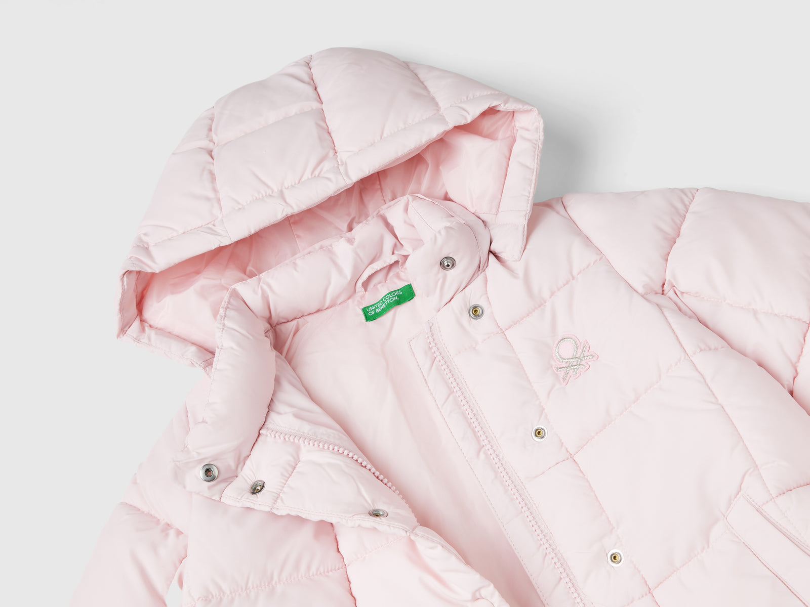 Giubbotto con cappuccio staccabile da bimba rosa 3 | Benetton Outlet