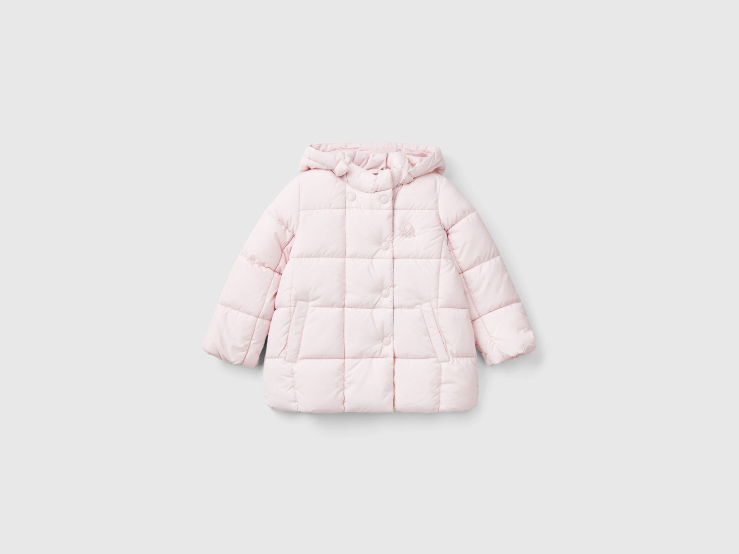 Giubbotto con cappuccio staccabile da bimba rosa | Benetton Outlet