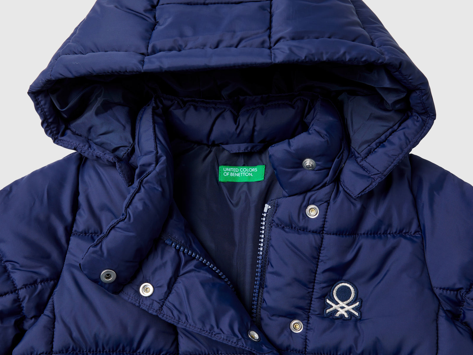 Giubbotto con cappuccio staccabile da bimba blu scuro 3 | Benetton Outlet
